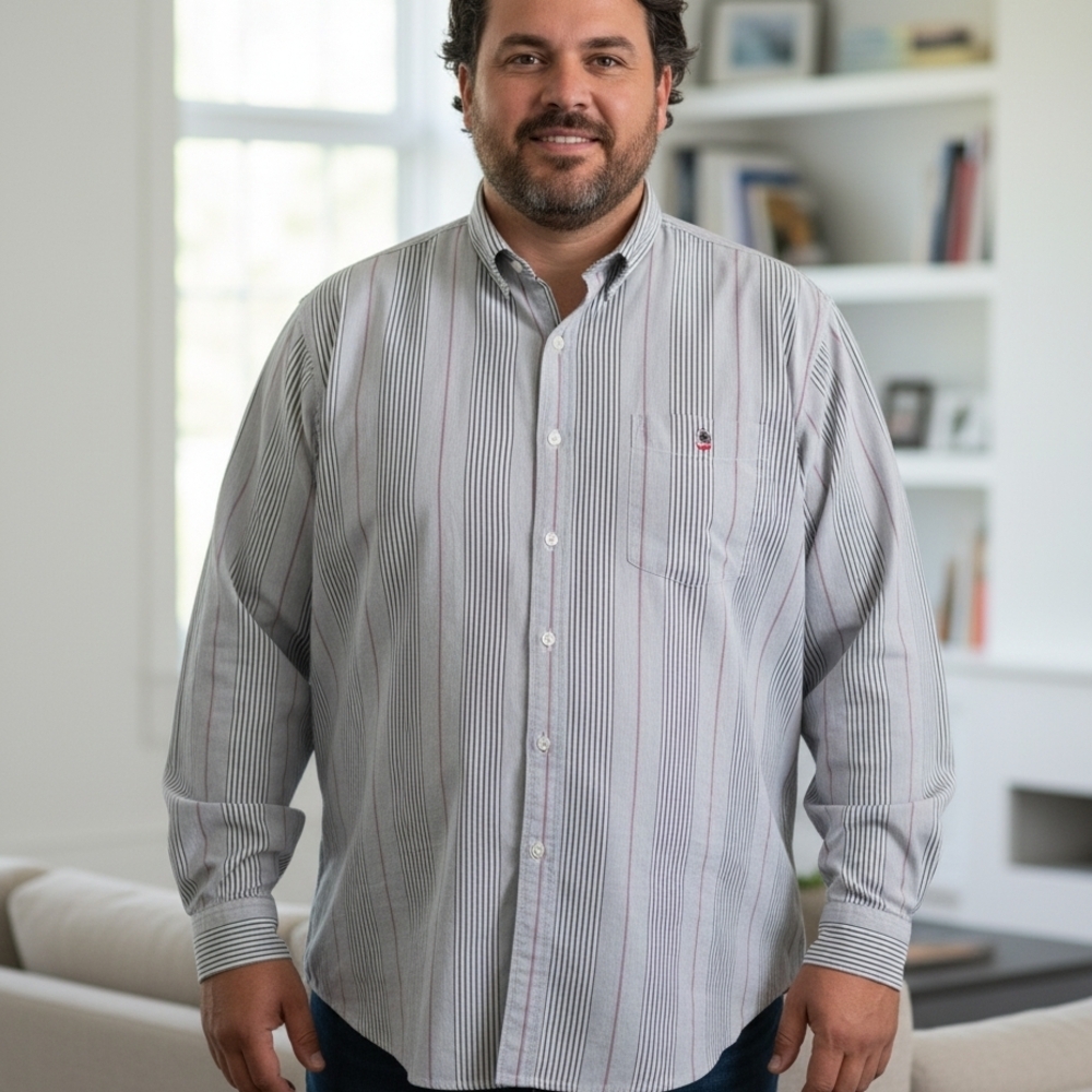 Duck Head Vintage Striped Button-Down Work Shirt Size XL Made in USA 100% Cotton